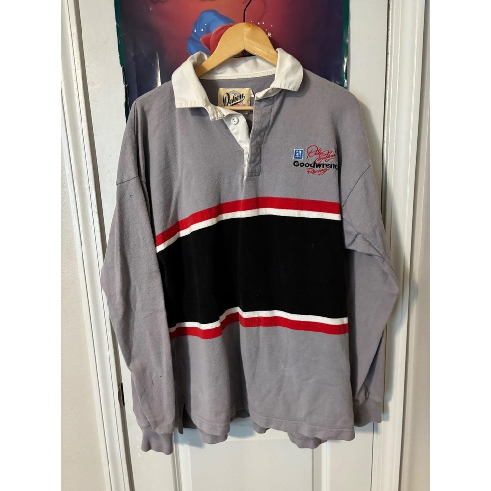 Vintage Dehen GM Goodwrench Racing Dale Earnhardt Rugby Shirt Grey Mens XL USA